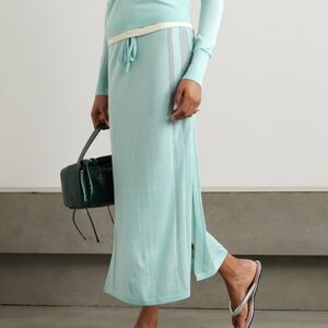 Diotima Brompton Light Aqua Drawstring Midi Cashmere Lightweight Skirt. Sz 1/XS